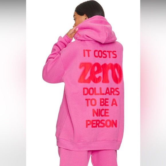 NWOT sweatshirt It costs 0$ to be a nice person" pink hoodie - Picture 3 of 5